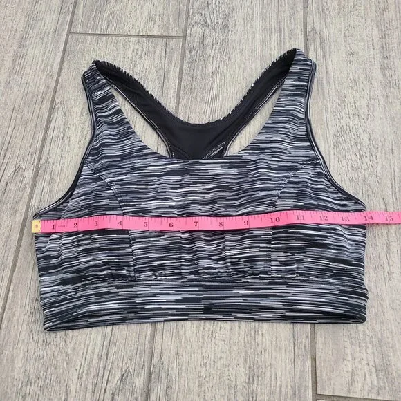 Tek Gear Medium Support Sports Bra Black Gray Striped Medium women's - Picture 4 of 8